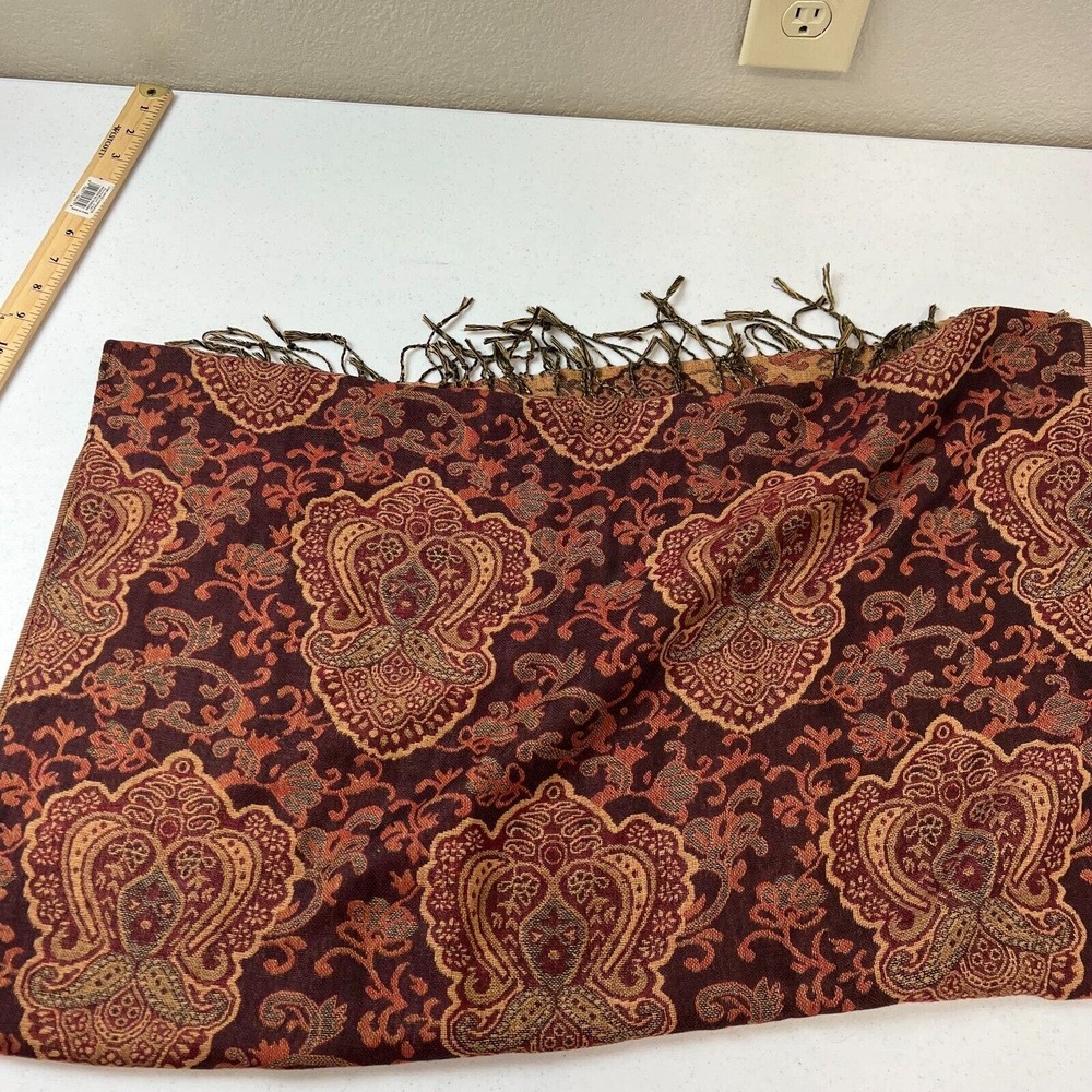Fashion Outlined Pashmina Paisley Scarf Shawl Wrap Multicolor One Size - Picture 6 of 7